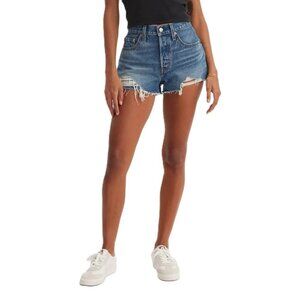 Levi's 501 Original Fit High Rise Distressed Shorts Darn It Now -- Women Size 25